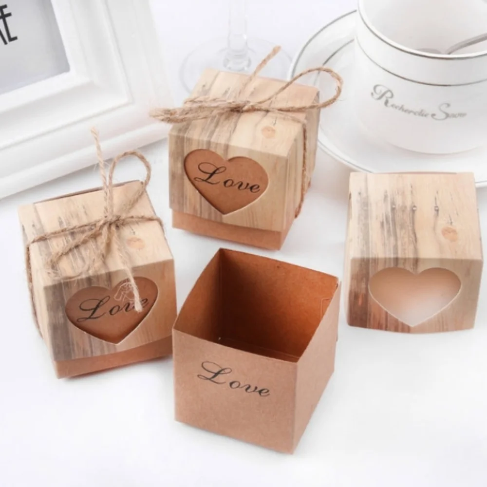 10pcs Wedding / Baby Shower Rustic Farmhouse Paper Party Gift Goodie Boxes